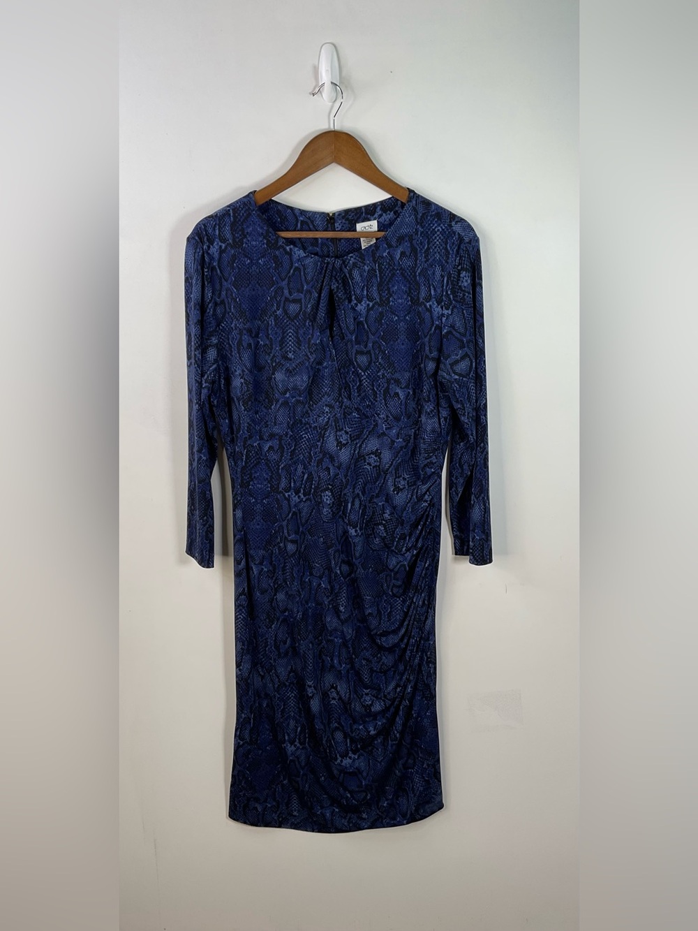 Cache Blue Snake-Print Ruched Sheath Dress Size XL